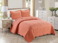 Home Collection Over Size Elegant Embossed Bedspread Set Light Weight Solid C...