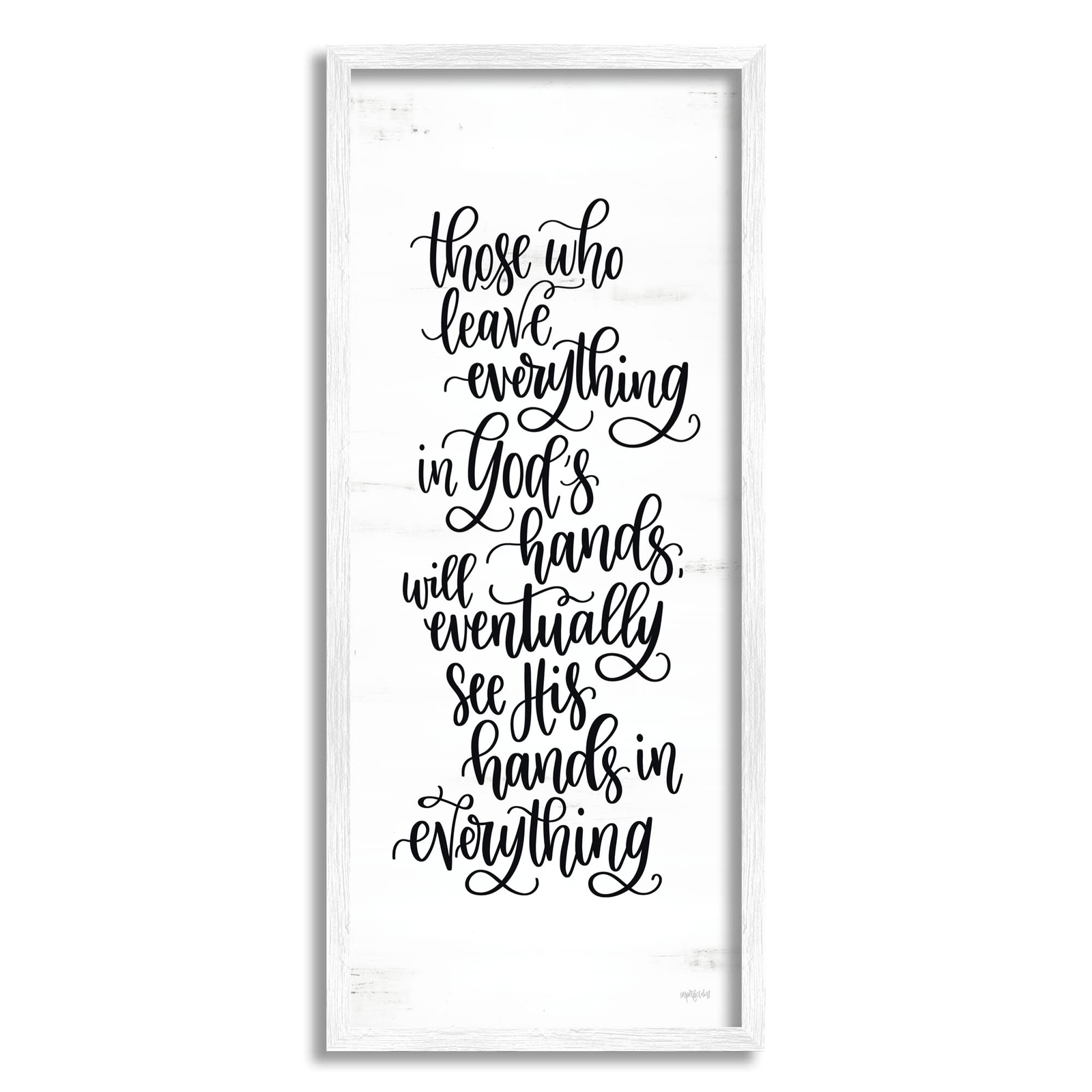 God's Hands Religious Script Calligraphy Spiritual Phrase Framed Wall Art, De...