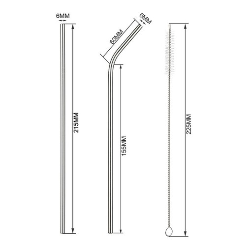 Reusable Metal Straws Set with Cleaner Brush 304 Steel Drinking Straw Milk Drin - Picture 2 of 5