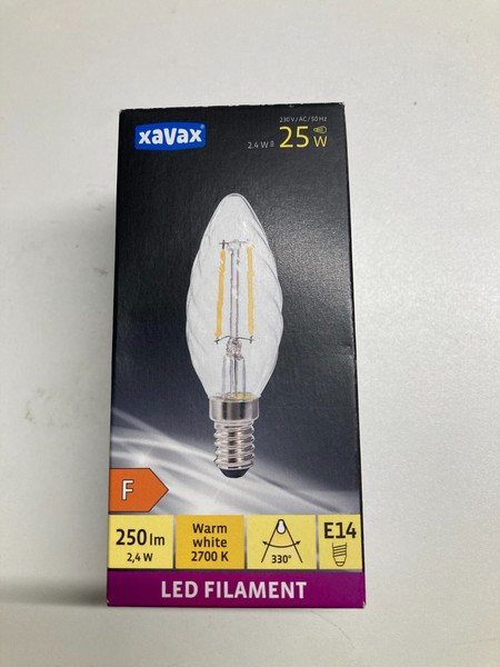 Xavax Led-Filament, E14, 250Lm Ersetzt 25W, Kerze Gedreht, Warmweiß (00112843)-image