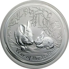 2011 1 KILO Silver KG Lunar Year of Rabbit Perth Mint Australia Round Capsule 