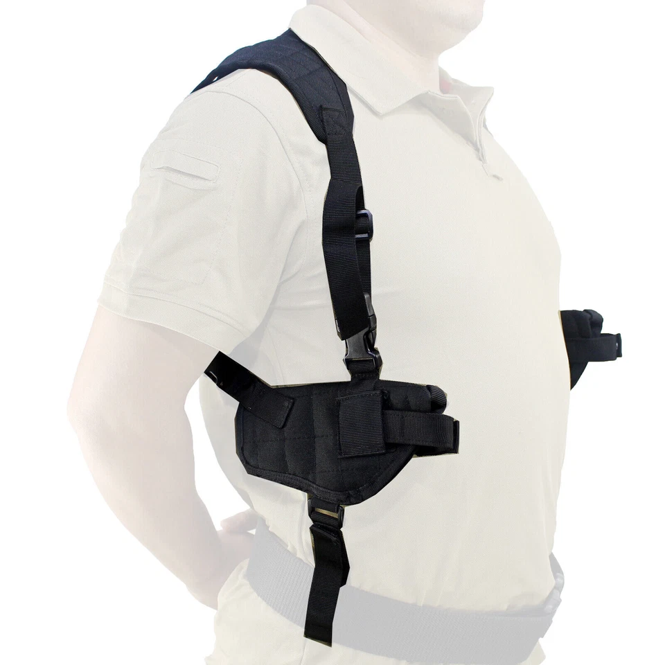 Tactical Shoulder Holster Pistol Cross Draw Hold Vest for Gun Carry Double Pouch - Image 2 of 4