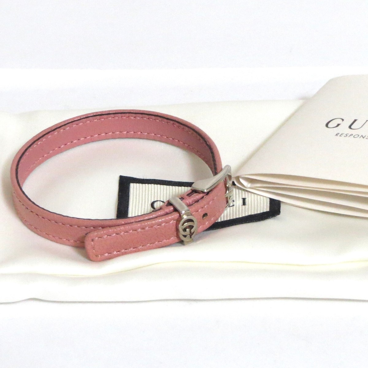 Gucci Pink Braided Leather Bracelet with Silver GUCCI Logo John Hardy Men main image 3