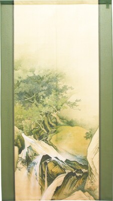 Noren Japanese Door Curtain GYOKUDO KAWAI Ukiyo-e Waterfall Monkey 150x85cm