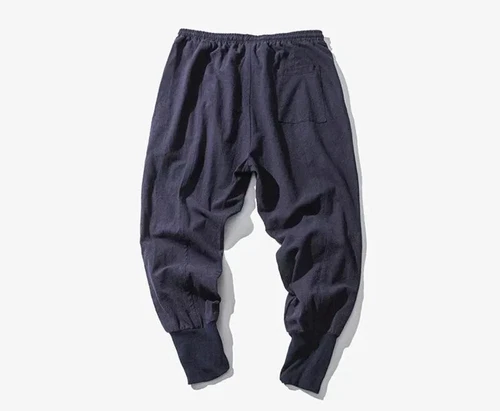 Lässige Herren Japanische Jogginghose Baumwolle Leinen Stretch Gummizug Hose Jogger - Bild 22 von 27