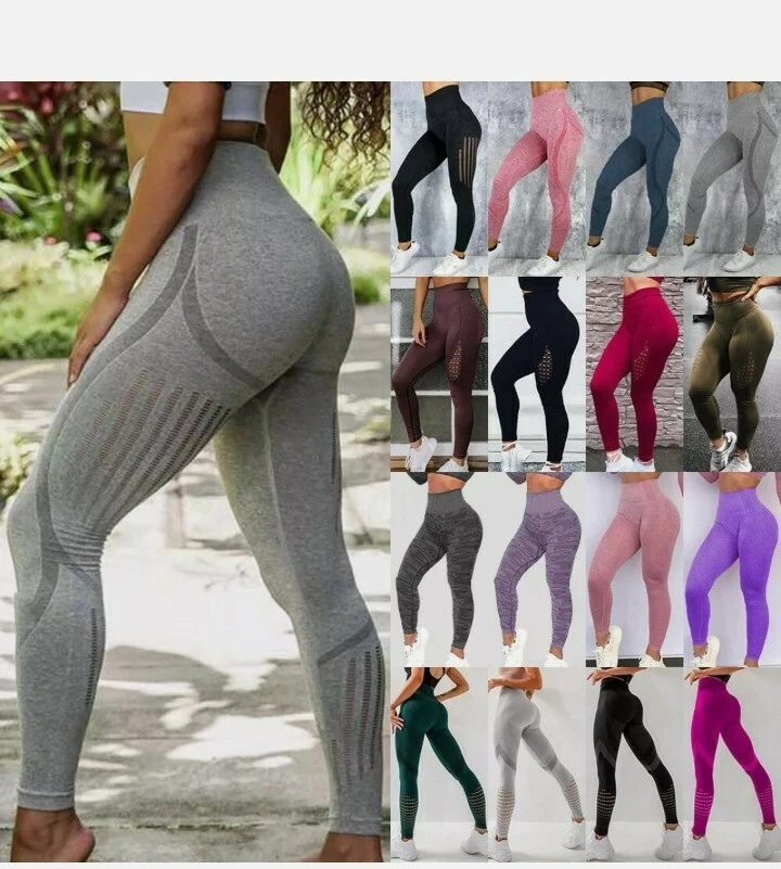 Women High Waist Yoga Pants Seamless Leggings Push Up Fitness Workout  Sports Gym