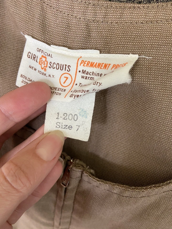 Vintage 70s Girl Scout Brownie Uniform GSA Jumper Tunic Dress 7 Pants 10 USA - Image 3 of 4