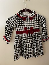 Blueberi Boulevard Girls Houndstooth Jacket Size 2T Black White Red Gentle Used