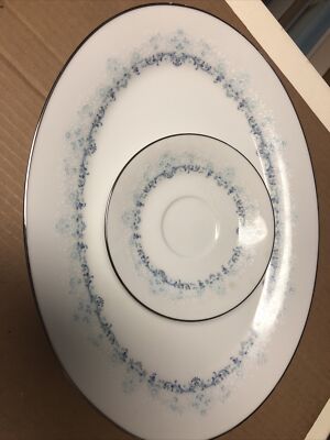 Lot Of 2 Noritake Pledge 2938 14” Oval Serving Platter & 6” Desert