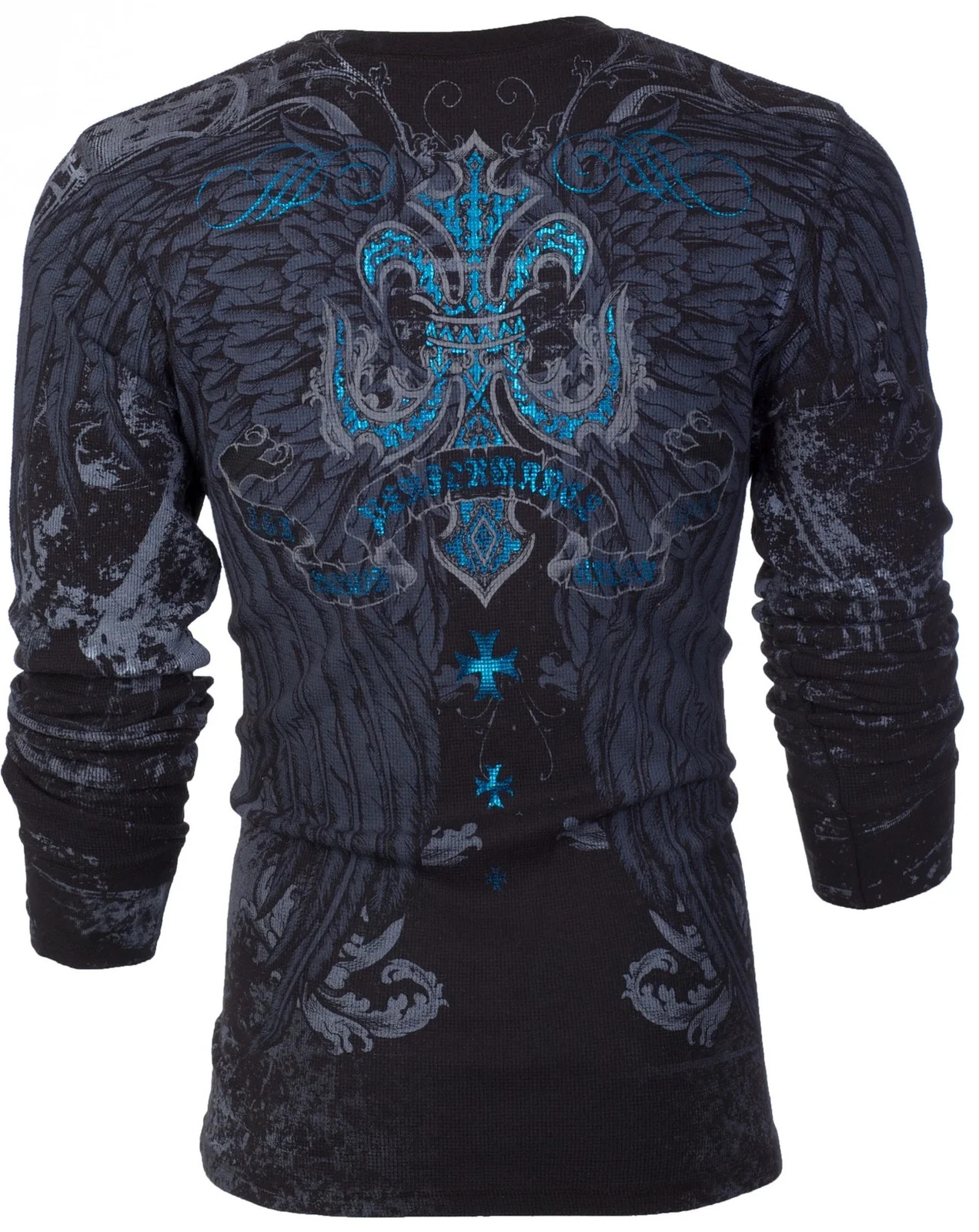 Xtreme Couture By Affliction Men's Thermal Shirt Sandstone Black