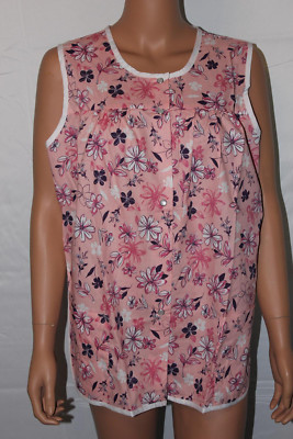 NEW   EASY ESSENTIALS SNAP SMOCK COBBLER APRON PINK FLORAL M XL 1X 2X 3X 4X
