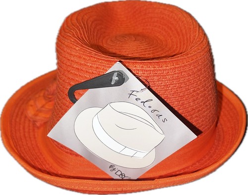 *SET OF 3* Fedora Trilby HAT Hats D&Y Wool Tweed & Summer Straw & Orange Green B - Picture 4 of 14