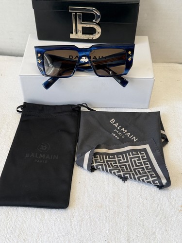 Balmain B-VI Sunglasses BPS-Swirl Blue w/Gold in Original Boxes