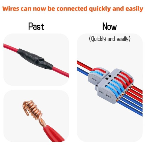 Kit Connettori Filo Elettrico 2 in 6 Out Mini Morsettiere Giunzione Compatte - Foto 3 di 11