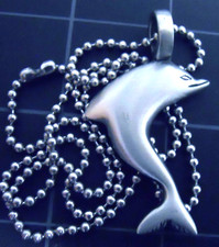 Dolphin Necklace Stainless Chain New Bottlenose Pendant Pewter Charm Sea Life