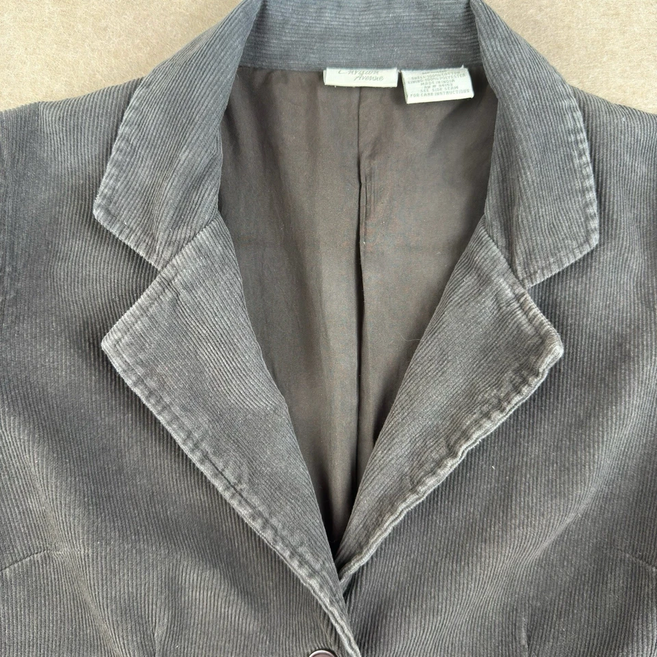 Envision Avenue Women M Gray Corduroy Blazer Jacket 3-Button Casual Cotton - Image 3 of 4