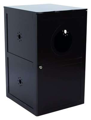 Stylish Cat Litter Box Enclosure Espresso Brown Side Table Design 35 Inches High