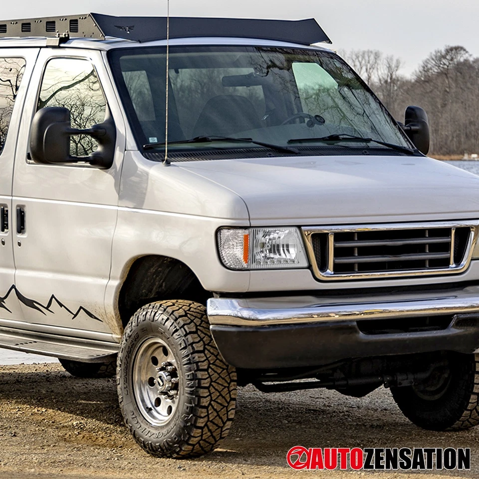 Fits 1992-2007 Ford Econoline Van Clear LED Headlights+Corner Parking Lamp+Amber Foto 3 de 4