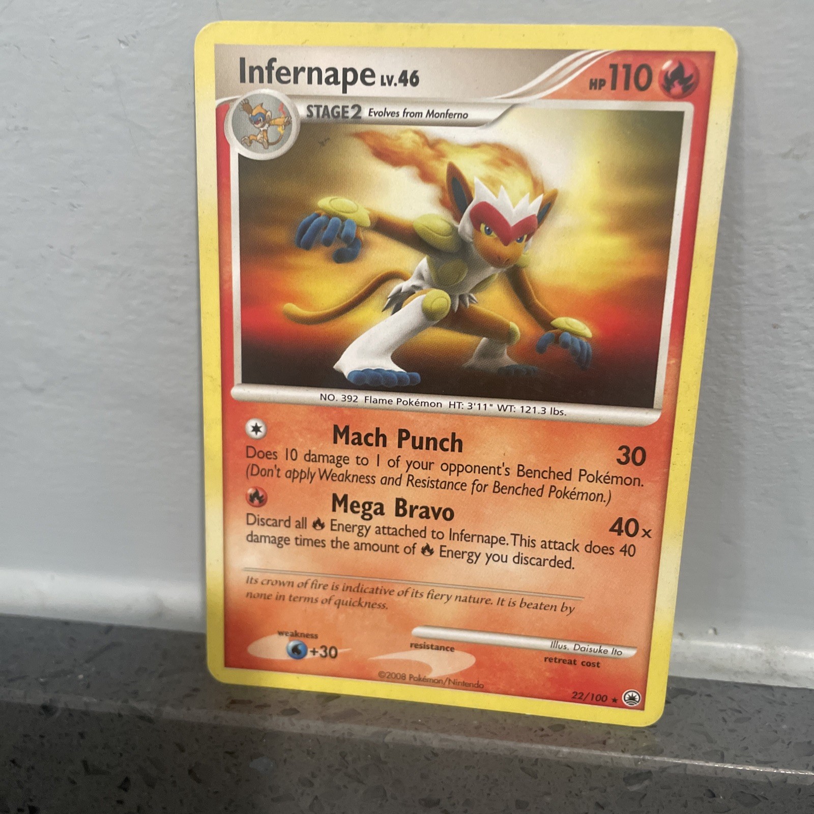 INFERNAPE Lv.46 - 22/100 - Majestic Dawn - RARE - Pokémon Card - 2008 - NM