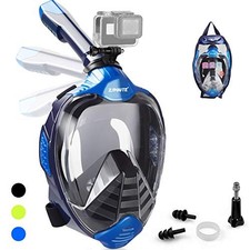 ZIPOUTE SNORKEL MASK FULL FACE, FOLDABLE FULL FACE, CAMERA MOUNT, BLUE S/M