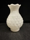 Vintage White Milk Glass Diamond Quilted Chimney Lamp Shade 3” Fitter