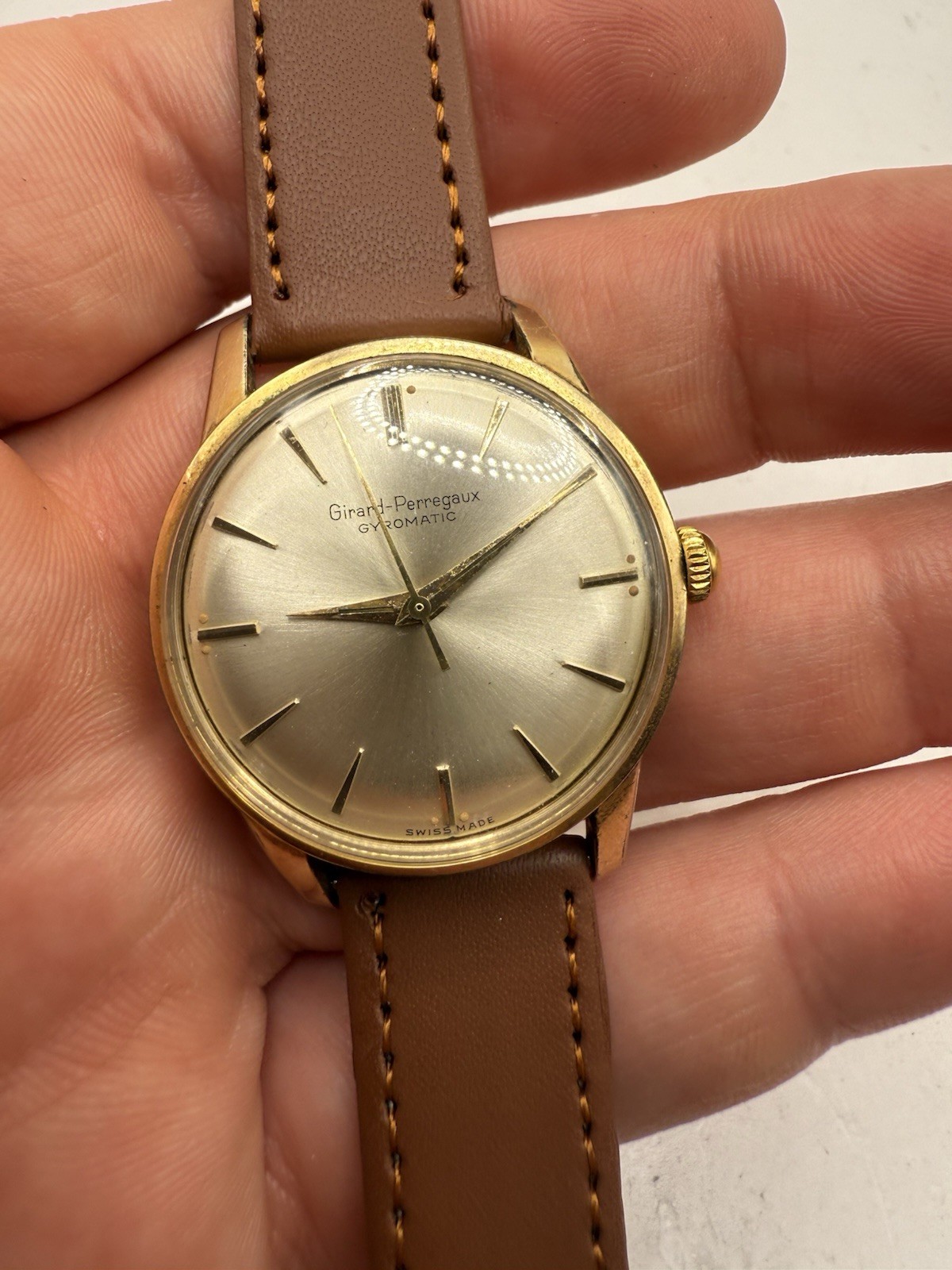 VINTAGE Girard-Perregaux Gyromatic Automatic Watch Gold Plated Case Swiss