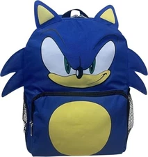 Ruz Sonic The Hedgehog Big Face School Backpack With 3D Ears And Quills