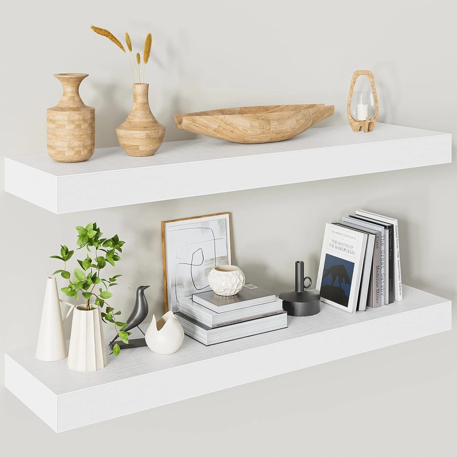 32" White Floating Shelves Set of 2 - Wall Mounted Storage for Any Room