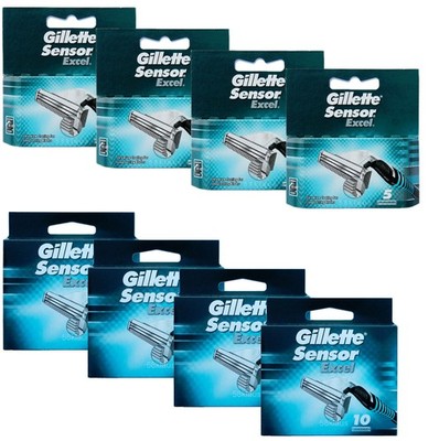 60er Set Gillette Sensor Excel Rasierklingen / 4x 10er = 40 Stück + 4x 5er Pack