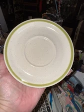 Stonybrook Stoneware by Japan Saucer 6 1/4" Green Band Vintage Set 6 , 1 Bowl