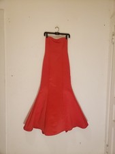 Vtg 80s Jessica McClintock Gunne Sax Red Satin Corset Boned Lace Up Gown Sz 3