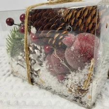 Christmas Box Of Frosted Pine Cones Sugared Berries Pine Sprigs Vase Filler New