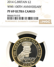 2014 £2 Two Pound WW1 100th Anniversary PROOF NGC PF69 Great Britain Coin