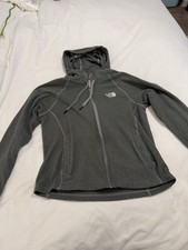 The North Face Women s Gray Fleece Full Zip Hooded Hoodie w/ Pockets Logo M