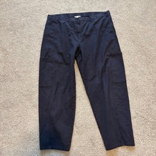 Eileen Fisher Cotton Hemp Cargo Pants Womens L Blue Relaxed Baggy Beach Casual