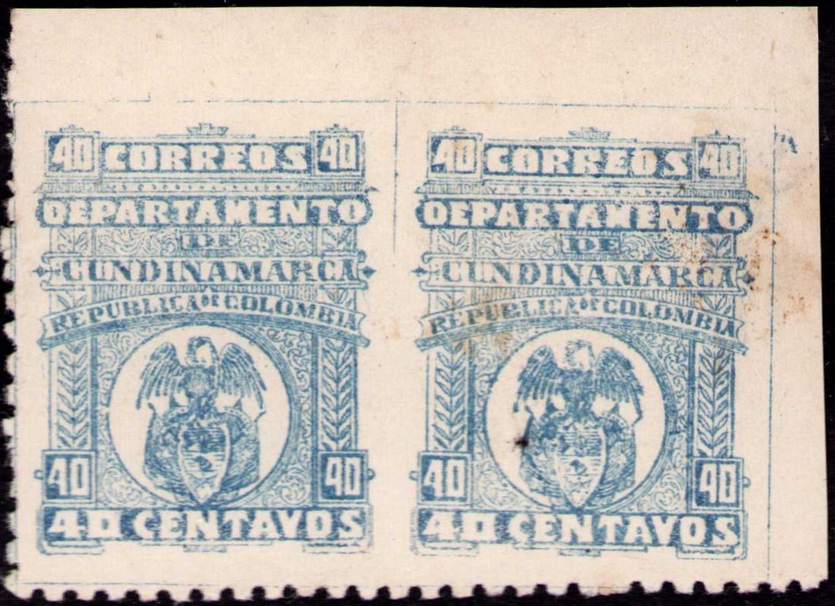 COLOMBIA - CUNDINAMARCA - 40c IMPERF PAIR ERROR - 1904 - Sc 31v RRR