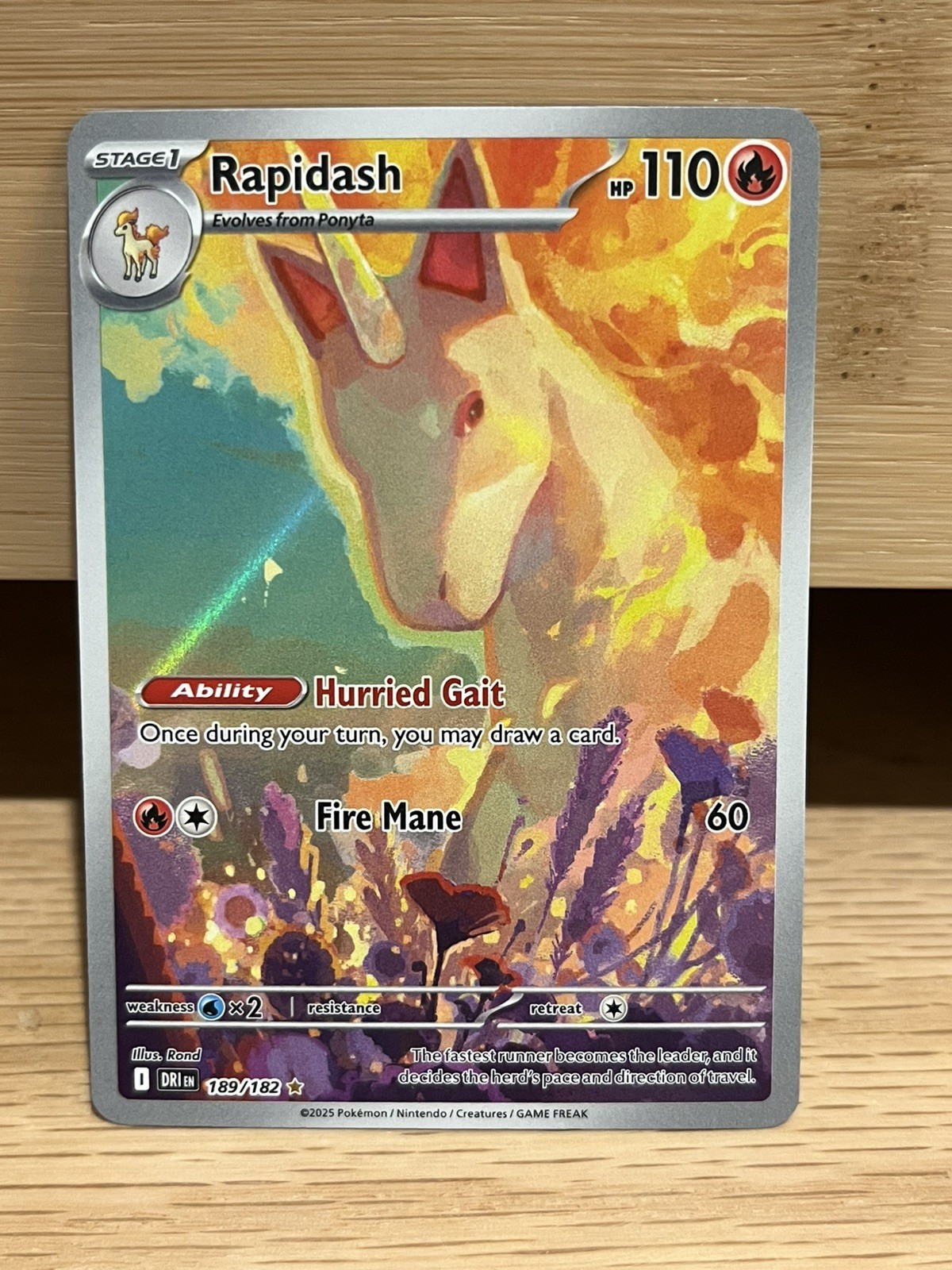 Pokemon Destined Rivals Rapidash 189/182 Illustration Rare Holo NM/Mint