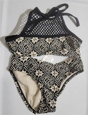NWOT Cleobella Turquois XS GIRLS Black Cream Mesh Bikini SwimSuit 120478