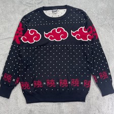 Naruto Shippuden Sweater Men L Black Ripple Junction Akatsuki Cloud Holiday