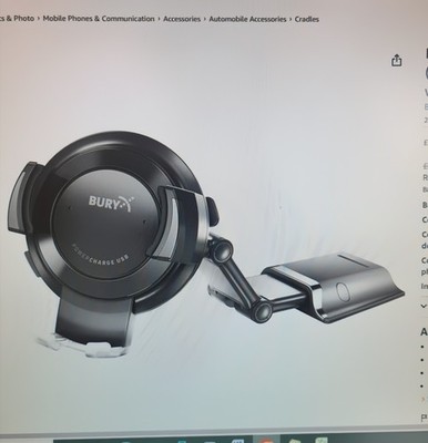 THb Bury PowerMount USB Universal Handy Ladeschale mit anpassbarem Arm
