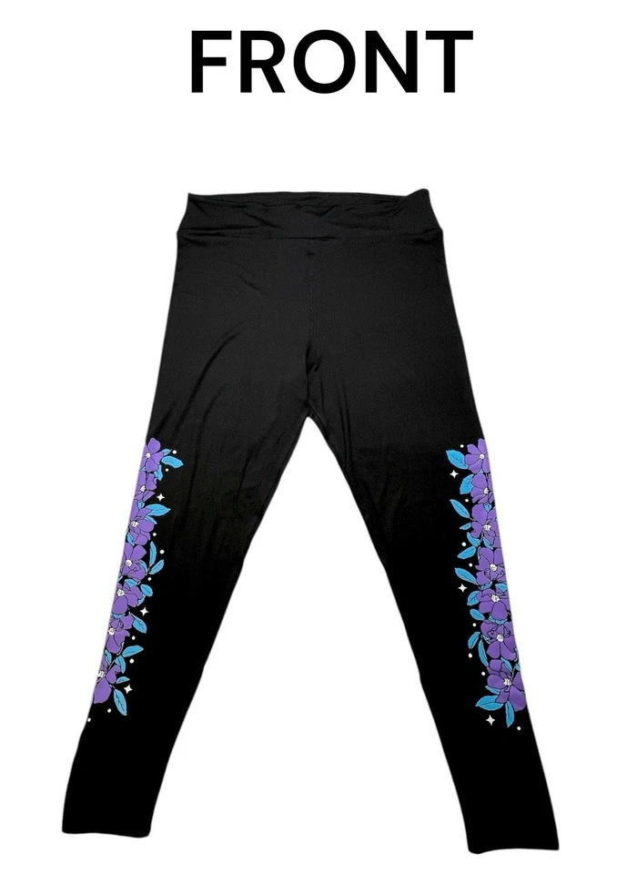 LuLaRoe Leggings TC2 Tall Curvy 2 Floral PURPLE Unicorn STARS Colorful Flower - Image 2 of 4