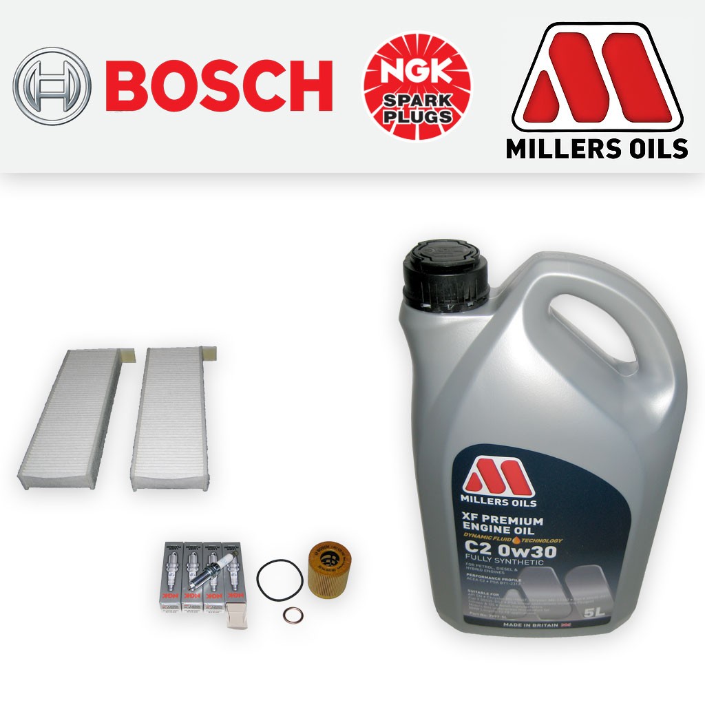 SERVICE KIT for PEUGEOT 5008 1.6 VTI OIL CABIN FILTERS PLUGS +C2 OIL (2009-2017)