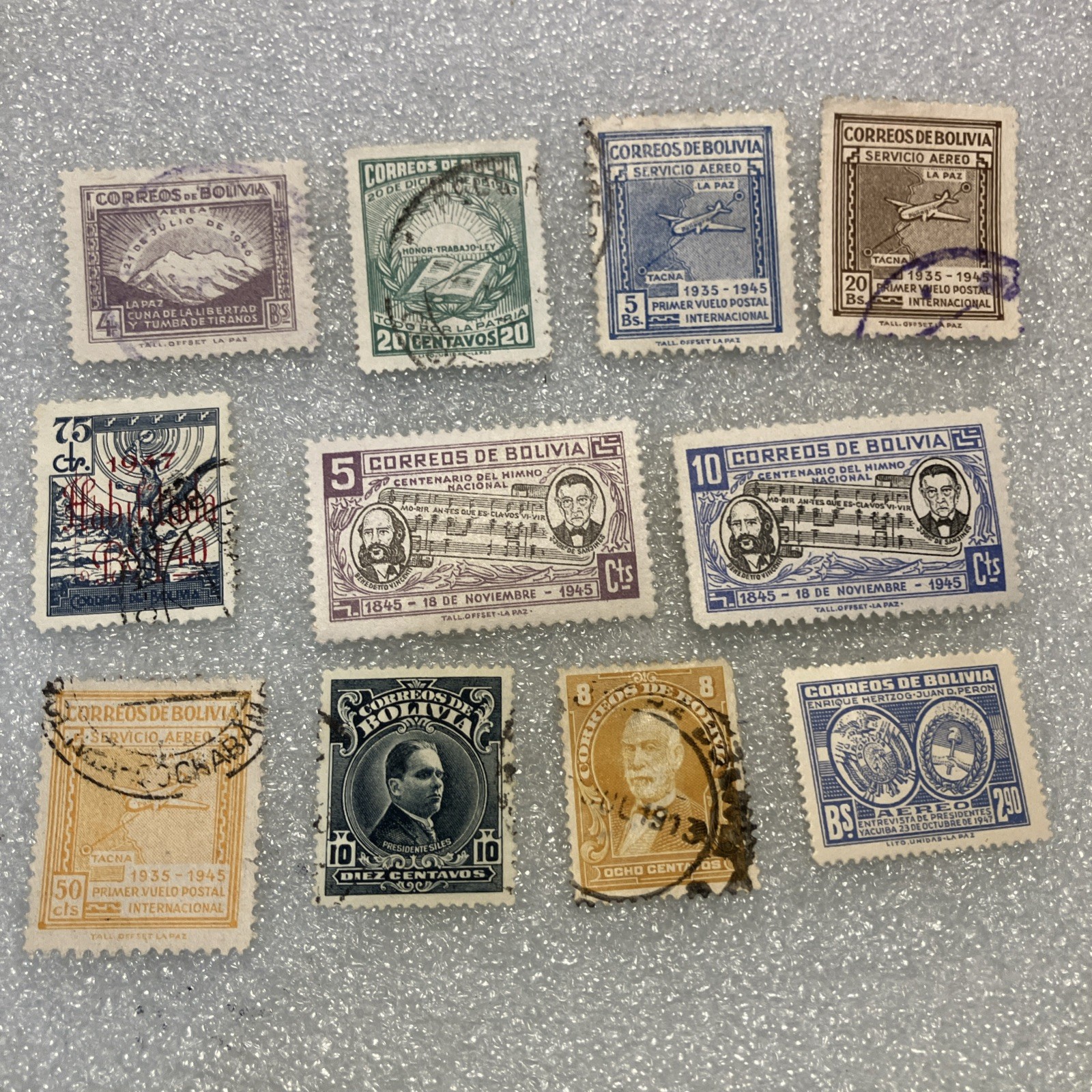 11 USED/HR Antique/Vtg. Bolivia Stamps, 1900-1950- incl. RARE. A DEAL! $1 Ships.