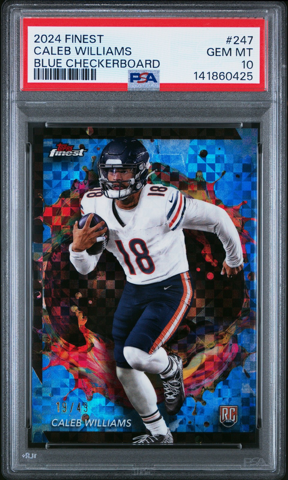 2024 TOPPS FINEST BLUE CHECKERBOARD #247 CALEB WILLIAMS 19/49 PSA 10