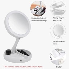 1X/10X LED Magnifying Lighted Vanity Mirror Foldable Desk Makeup Flexible
