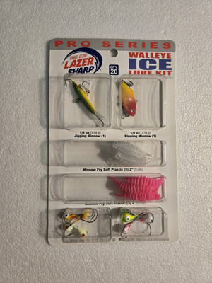 EAGLE CLAW PRO SERIES 20PC WALLEYE ICE LURE KIT ( NEW )