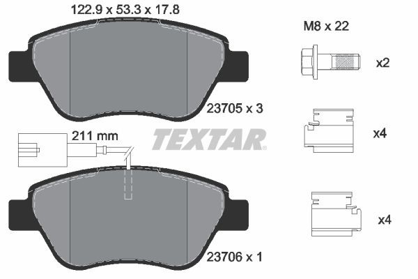 Textar 2370502 Bremsbelagsatz, Scheibenbremse FüR Alfa Romeo Passend FüR Fiat-image