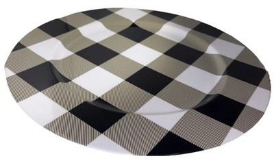Farmhouse 13'' Charger Plate-Black/Gray/White Buffalo Check Plaid 1ea-NEW-SHIP24H