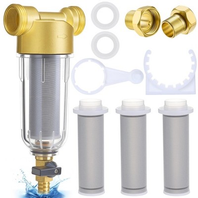 3/4'' Spin Down Sediment Water Filter, 50 & 100 & 200 Reusable House Sediment ...