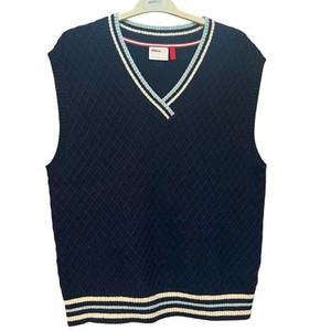 Wilson Tennis Men’s Sweater Vest Large Varsity Stripe Preppy Academia Navy Multi